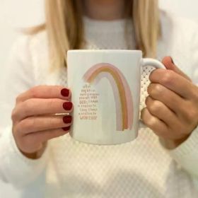 1pc Bible verse coffee mug | Religious faith gifts | Christian coffee cup with rainbow
