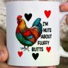 1pc Funny Chicken Mug, I'm Nuts About Fluffy Butts, Rooster Coffee Mug, Gift for Chicken Lovers, Unique Farmhouse Mug,