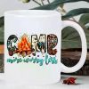 CAMP Insulated Ceramic Coffee Mug – "MORE WORRY LOSS" Design with Campfire, Trees & Rocks – Reusable, Hand