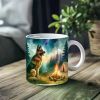 1pc_Camping And Dog ceramic cup 11 ounces, coffee/tea/wine glass, suitable for Valentine's Day, birthdays,