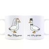 2pcs 11oz "Mrs. Silly Goose" and "Mr. Silly Goose" Couple Duck Mug Set, Cute Ceramic Mugs, Dishwasher-Safe, Funny