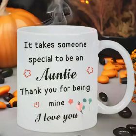 1 'Special Auntie' Ceramic Coffee Cup - Hand Wash Only, Reusable, Heartfelt Message with Decorative Elements, Ideal