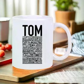 Tom's 11oz Insulated Ceramic Coffee Mug - with Positive Attributes, BPA-Free, Perfect for Coffee Lovers, Men &