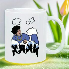 XRXU 11oz Ceramic Coffee Mug Reusable Insulated Travel Cup with Cartoon Character Design Perfect Gift for Coffee