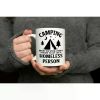 1pc Insulated Ceramic Coffee Mug 11 oz - Double-Sided Camping Humor Design, Reusable, Microwave Safe,