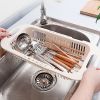 1pc Retractable Adjustable Vegetable Drain Basket; Rectangular Plastic Basket; Household Kitchen Dishwashing And Vegetable Rack; Sink Drain Basket