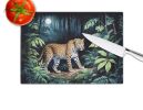 Leopard Nighttime in the Jungle Glass Cutting Board Decorative Tempered Glass Kitchen Cutting and Serving Board Large Size Chopping Board
