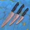 Charcoal | 3-Pcs Knife Set | Clad Copper Damascus Blade | Faneema Cutlery