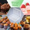 12 Count 20 Sets Clear Cupcake Boxes Disposable Cupcake Containers Stackable Cupcake Carrier Holders with 240 Liners High Dome Lid
