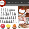 100Pcs Cake Decorating Supplies Kit - Cake Turntable Set with 48 Icing Piping Tips, 20 Disposable Pastry Bags, 2 Couplers, Baking Tools for Beginners