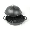 HAWOK Cast Iron Bread Oven with Cloche Lid, Dia. 11.8inch/30cm, with Proofing Basket Dough Scoring Knife, Sourdough Baking Pan Pre-seasoned Black