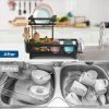 IAGREEA Kitchen Dish Drying Rack , Double Deck Large Capacity Design, Large Kitchen Dish Rack Counter Organizer Space Saving, Black