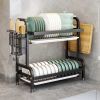 IAGREEA Double deck kitchen cutlery drying rack, 27-inch dish rack with interchangeable accessories