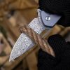 Lida | Damascus Folding Knife | Black Carbon Fiber Handle