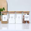 High Borosilicate Glass Spice Jar with Label and Bamboo Lid (24 x 8 Ounces), Spice Container with 72 Printed Labels and 20 Handwritten Labels