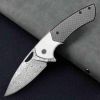 Lida | Damascus Folding Knife | Black Carbon Fiber Handle
