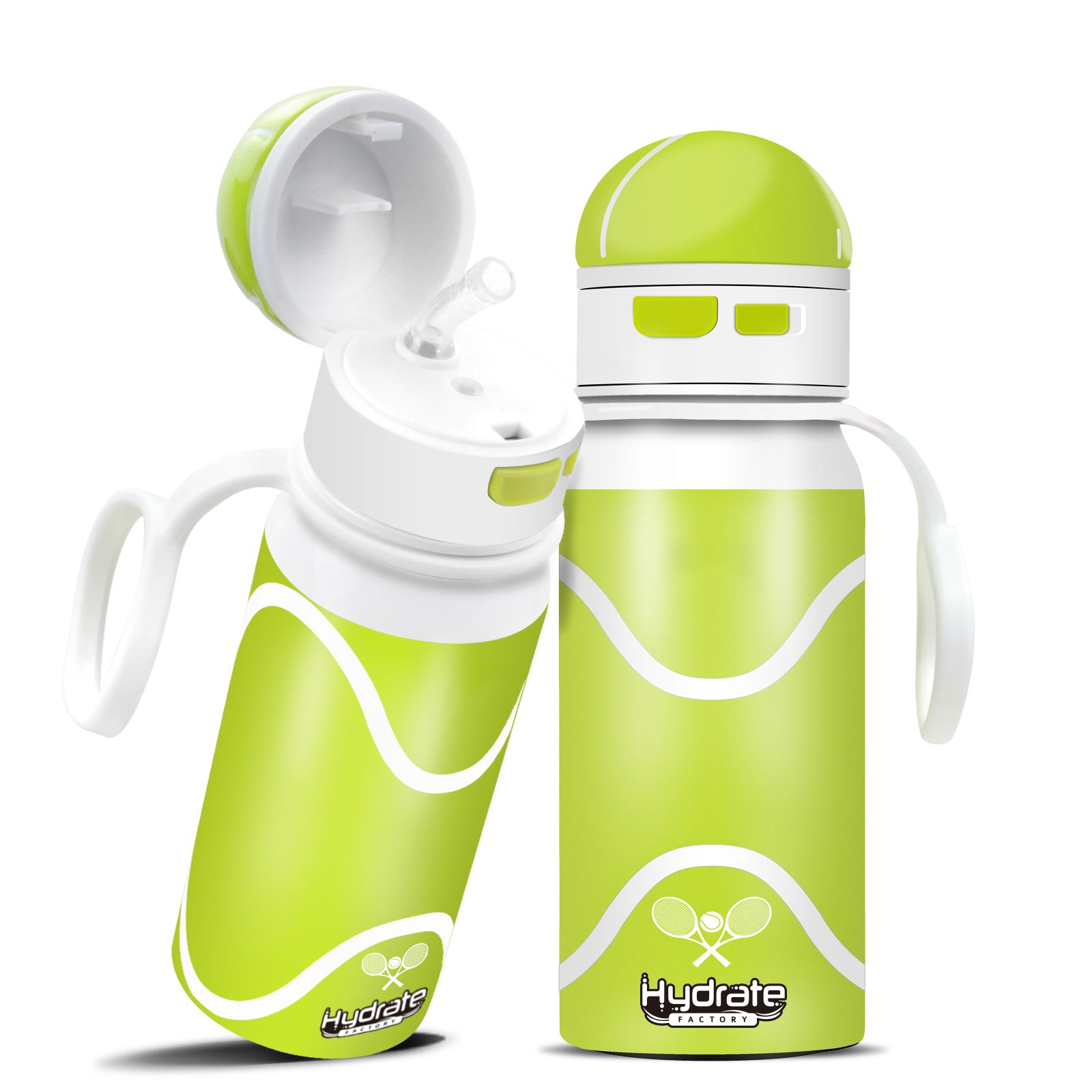 Tennis Pattern Straw Lid Water Bottle; Flip & Sip Double Stainless Steel Thermal Insulation; Sports Bottle; Outdoor Mug Tennis Pattern Straw Lid Water Bottle; Flip & Sip Double Stainless Steel Thermal Insulation; Sports Bottle; Outdoor Mug