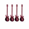 4Pcs Metal Guitar Spoon Flatware Set 18/10 Stainless Steel Guitar Spoons Creative Milk Coffee Spoon Ice Cream Candy Teaspoon