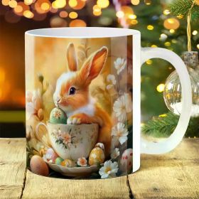 11oz Bear-Themed Ceramic Coffee Mug - Perfect Gift for Men & Women, Ideal for Travel & Camping (Color: White)