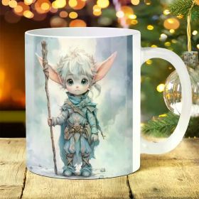 1pc 11oz Gothic 1 Patterned Ceramic Mug, Creative Large Mouth Coffee Mug, Suitable for Outdoor Camping, Picnic (Color: White)
