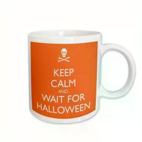 1pc Keep calm and wait for Halloween, Orange Mug (Color: White)