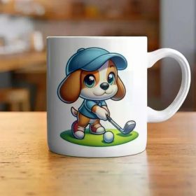 1pc Cute Beagle Golf Mug Best Gift for Dog Loving Dads Ideal for Birthdays & Fathers Day Perfect Coffee Cup for (Color: White)