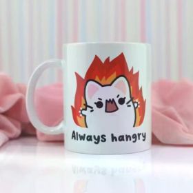 1pc Always Hangry Sugar the Cat Mug - Sugarcoffeecats (Color: White)
