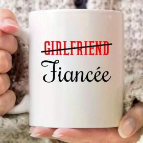 1pc Fiancee Mug, Funny Best Fiancee Ever Coffee Mug For Future Mrs, Cute Engagement Gift Idea For Engaged Women (Color: White)