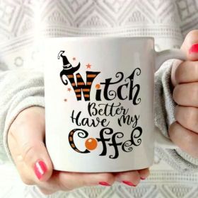 1pc Witch Mug, Witchy Mug, Witches Mug, Halloween Witch Mug, Halloween Mug, Witchy Coffee Mug, Horror Mug, (Color: White)