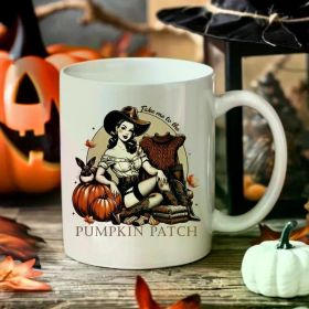 1pc | Fall Western Cowgirl Mug Autumn Lover Take Me To the Pumpkin Patch Coffee Cup (Color: White)