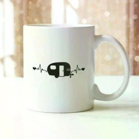 1pc Camping Heartbeat - Funny Ceramic Novelty Mug Coffee Tea Cup Adventurous Gift (Color: White)