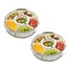 2Pcs Size Options Divided Serving Tray with Lid and Handle 360° Rotatable Snack Box Container with 6 Dividers Clear Portable Snack Platters for Fruit