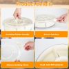 2Pcs Size Options Divided Serving Tray with Lid and Handle 360° Rotatable Snack Box Container with 6 Dividers Clear Portable Snack Platters for Fruit