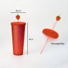 Full inlaid glass. Mattly black inlaid glass with a lid and straw. Repeatable double -wall insulation travel glass. Plastic acrylic soft color glass