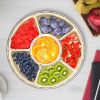 2Pcs Size Options Divided Serving Tray with Lid and Handle 360° Rotatable Snack Box Container with 6 Dividers Clear Portable Snack Platters for Fruit